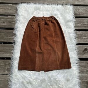 Vintage Genuine Leather Mini Skirt Brown Womens Small